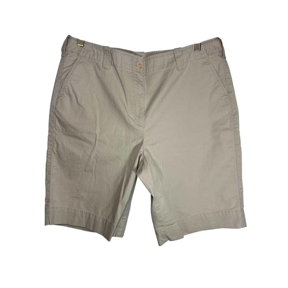 Talbots‎ Chino Shorts Women Size 16 Tan Stretch Mid Rise
